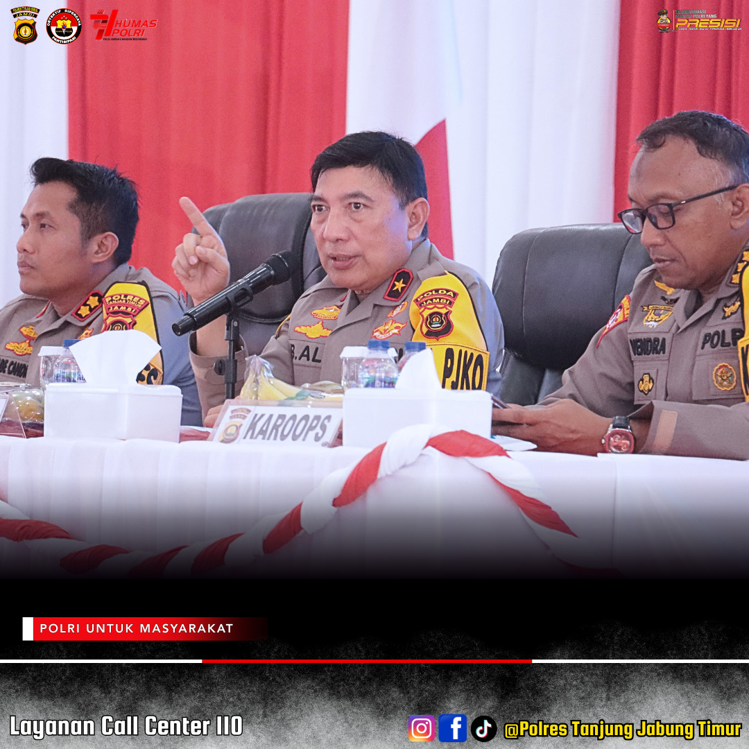 Wakapolda Jambi Brigjen Pol Benny Ali,S.I.K,S.H Tekankan Profesionalisme Dan Disiplin Dalam Tatap Muka Bersama Personel Polres Tanjabtim